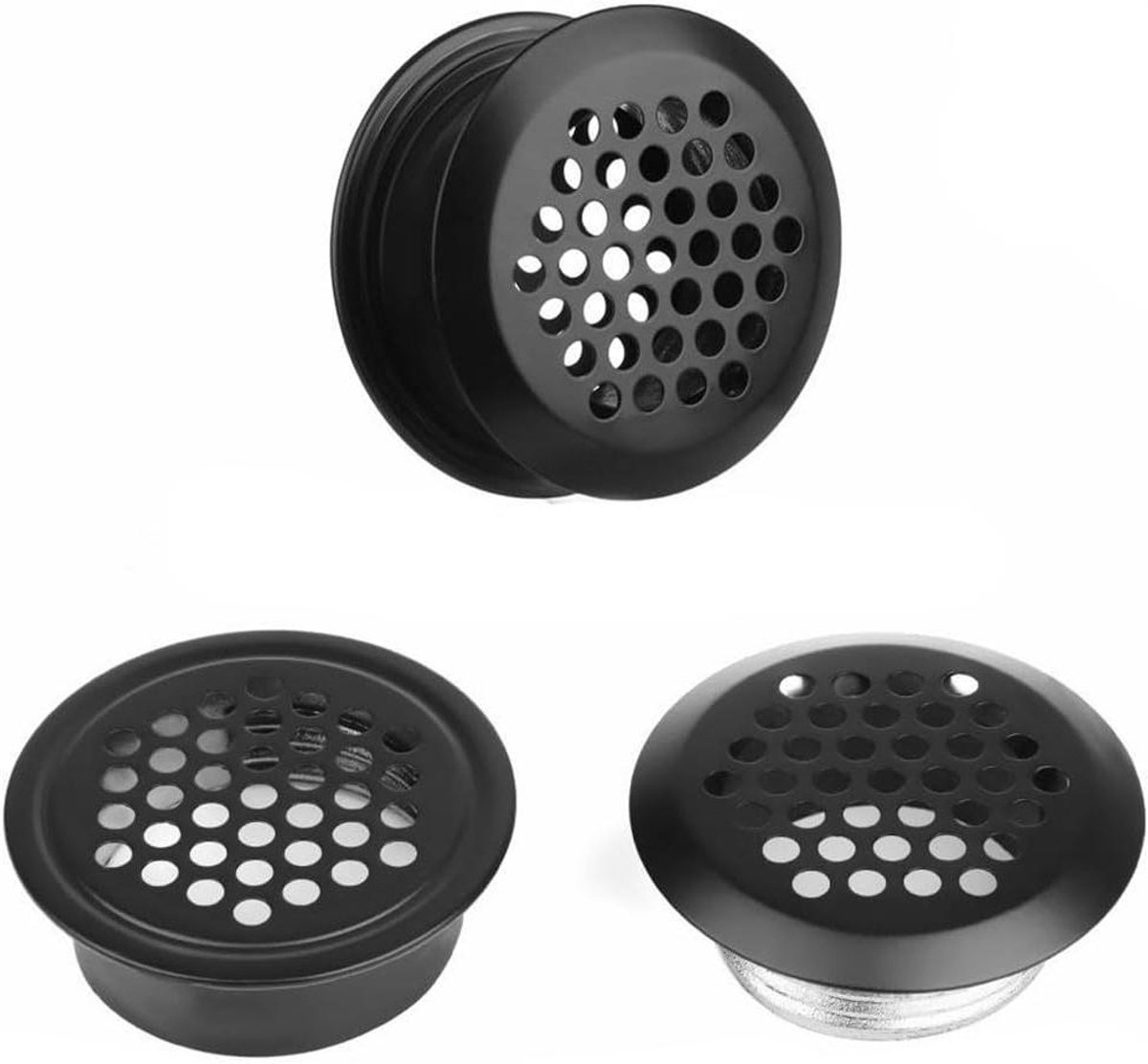 Ventilatie Roosters - Luchtgaten - Ventilatie Verbeteren - Roestvrij Staal - 3 Stuks - Zilver
