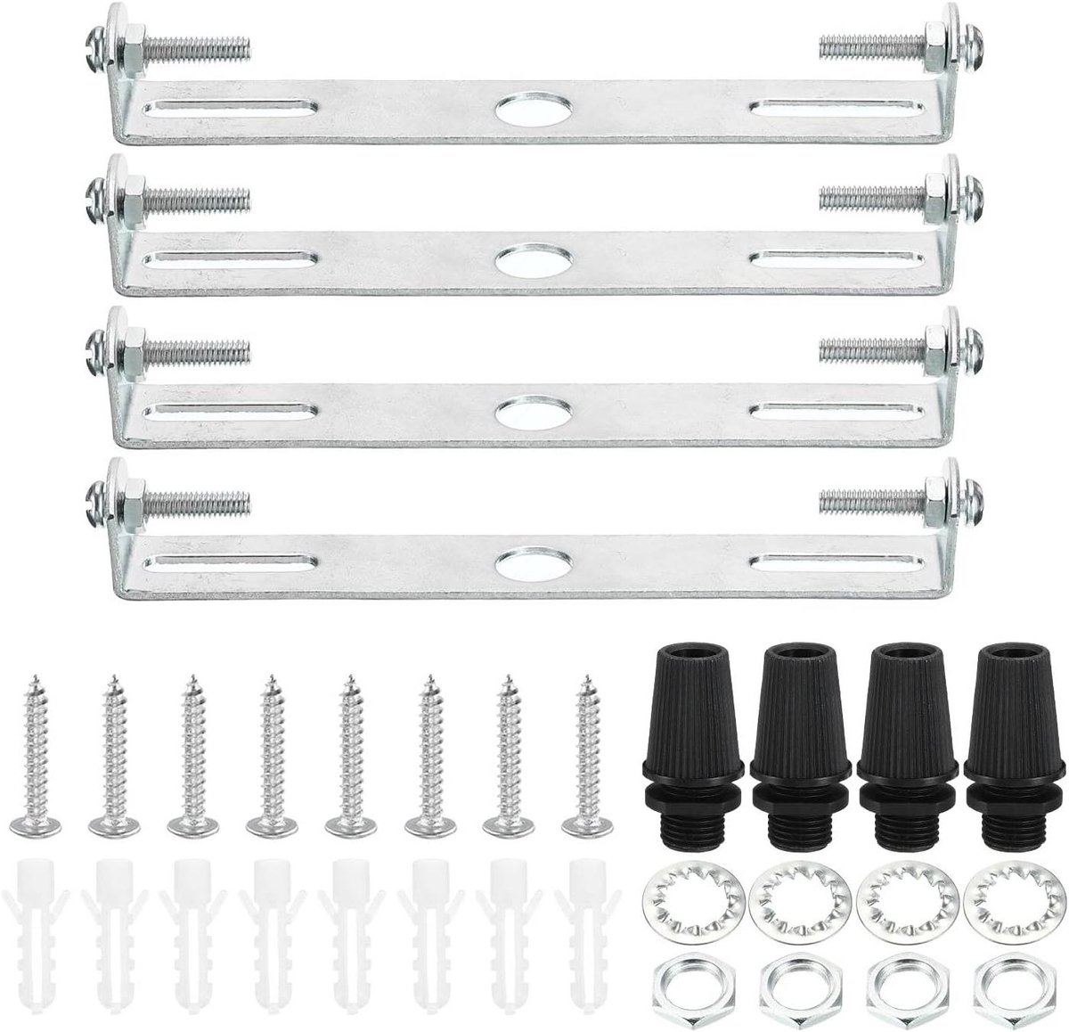 Plafondlampenset - Montagebeugel Plaat - Verlichting Ophangen - Roestbestendig Staal - 4 Sets - Zilver