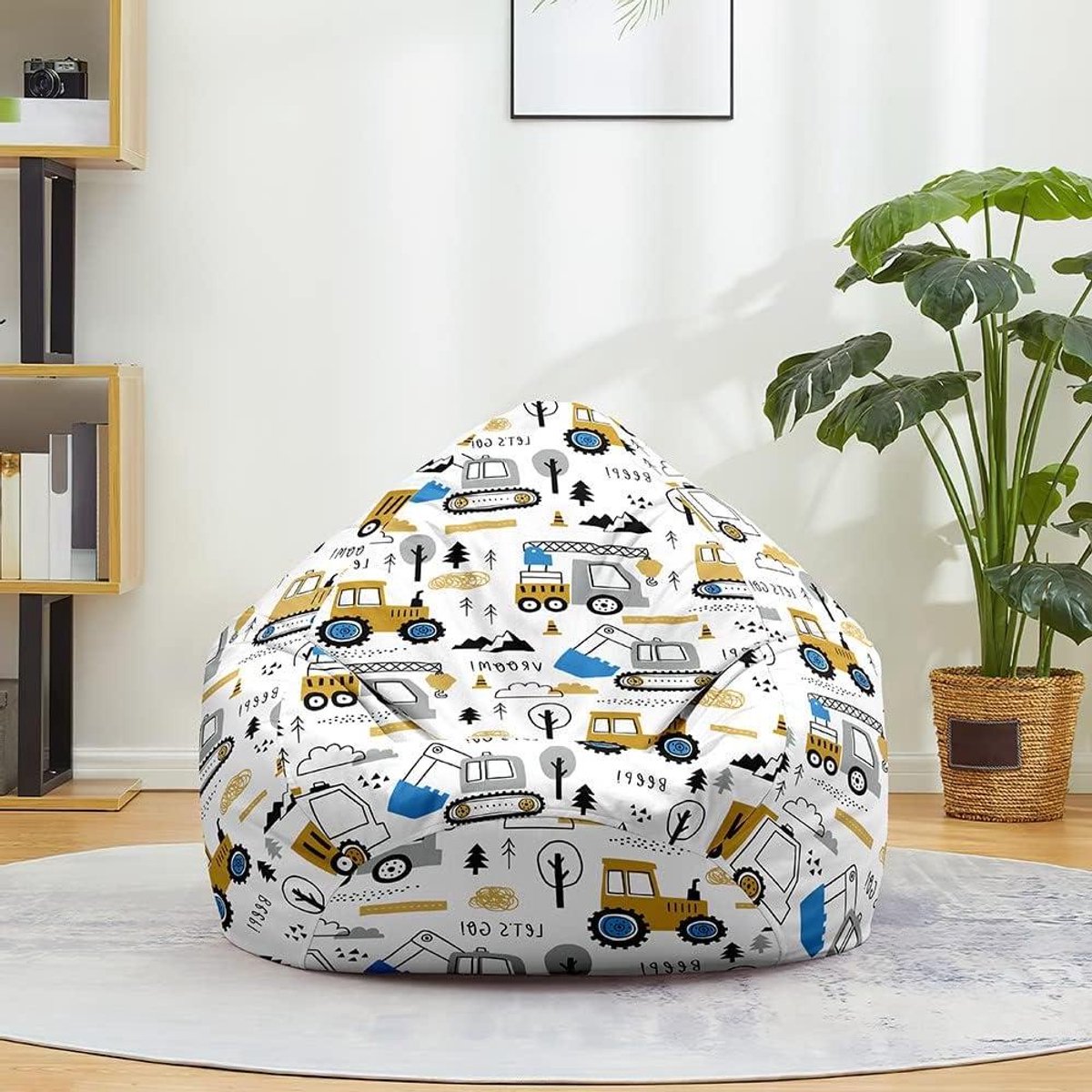 Zitzakhoes Zonder Vulling - Opbergzak Stoel - Zacht Zitten Ontspannen - Opbergruimte Knuffels - 80 x 90 cm - Graafmachine