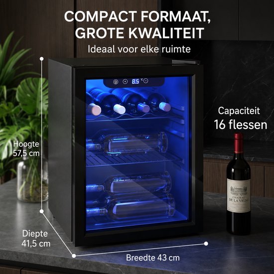Sello mini koelkast - wijnkoelkast - frigo - temperatuur 4° tot 16°C - omkeerbare deur - L43 × B41,5 × H57,5 cm - 48 liter van Sello! — afbeelding 3