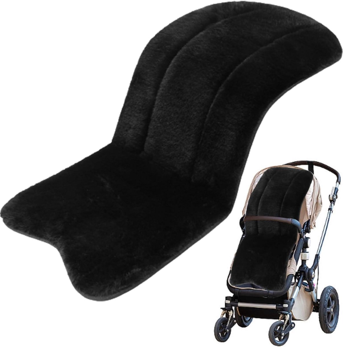 Kinderwagen voering - Zachte stoel - Comfortabel reizen - Antislip en verstelbaar - 76 x 38 cm - Zwart
