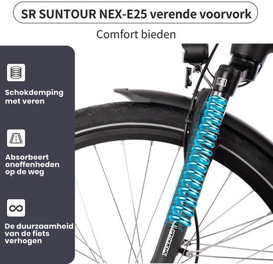 SAXXX 28 inch elektrische fiets - Trekking E-bike - 250W middenmotor - 80Nm koppel - 36V 540Wh lithium accu - tot 110 km actieradius - SHIMANO Deore 10 versnellingen - CST anti-lek banden - hydraulische schijfremmen - zwart van Saxxx — afbeelding 4