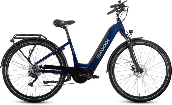 SAXXX 28 inch Lage Instap Elektrische Fiets - 250W Middenmotor - 540Wh Geïntegreerde Lithium Accu - Tot 100km Actieradius - SHIMANO Deore 10 Versnellingen - 95% Vooraf Geassembleerd - Hydraulische Schijfremmen - nachtblauw