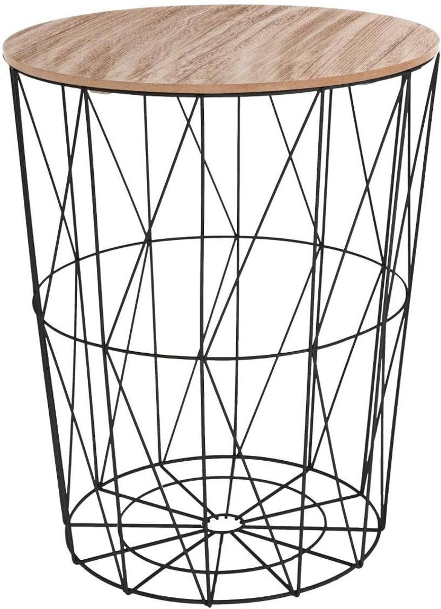 Bijzettafel - Kleine tafel - Woonkamer decoratie - Stevige constructie - D 47 cm - Zwart