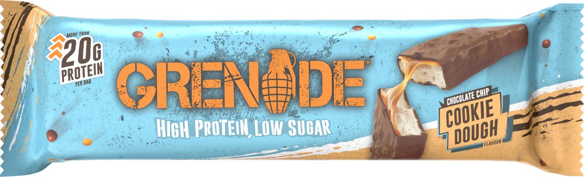 Grenade - High Protein, Low sugar - Protein bar - Choc Chip Cookie Dough - 21g eiwit - 12 x 60g - Eiwitreep - Diverse smaken