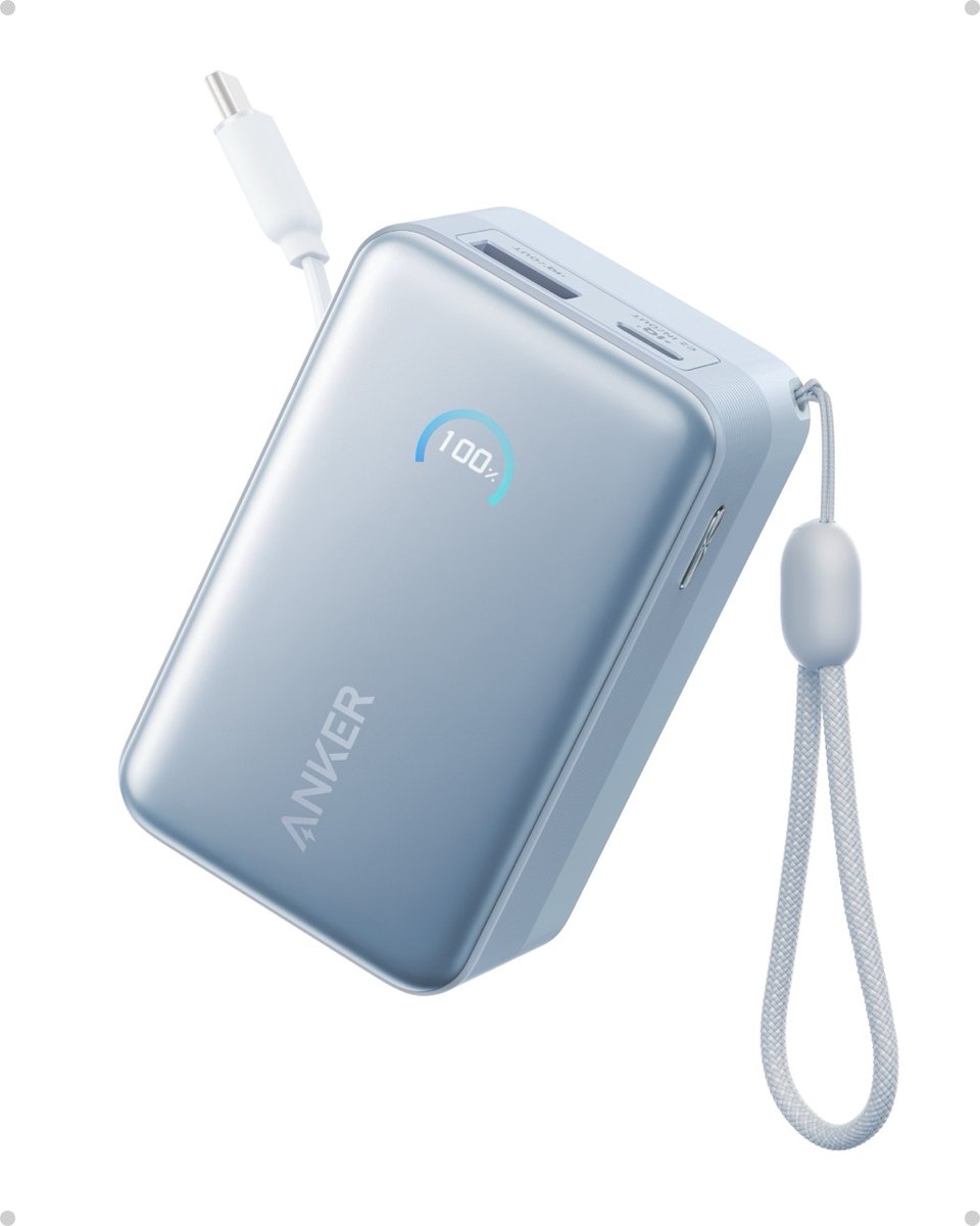 Anker Nano Powerbank - 10.000 mAh - 45 Watt - Met 70 cm Anker InstaCord intrekbare kabel
