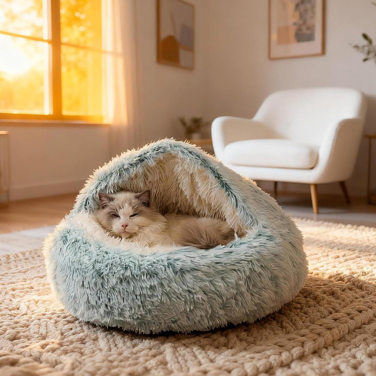 Dierenmand - Huisdierbed - Comfortabel Slapen - Zelfverwarmend - 60 cm - Groen