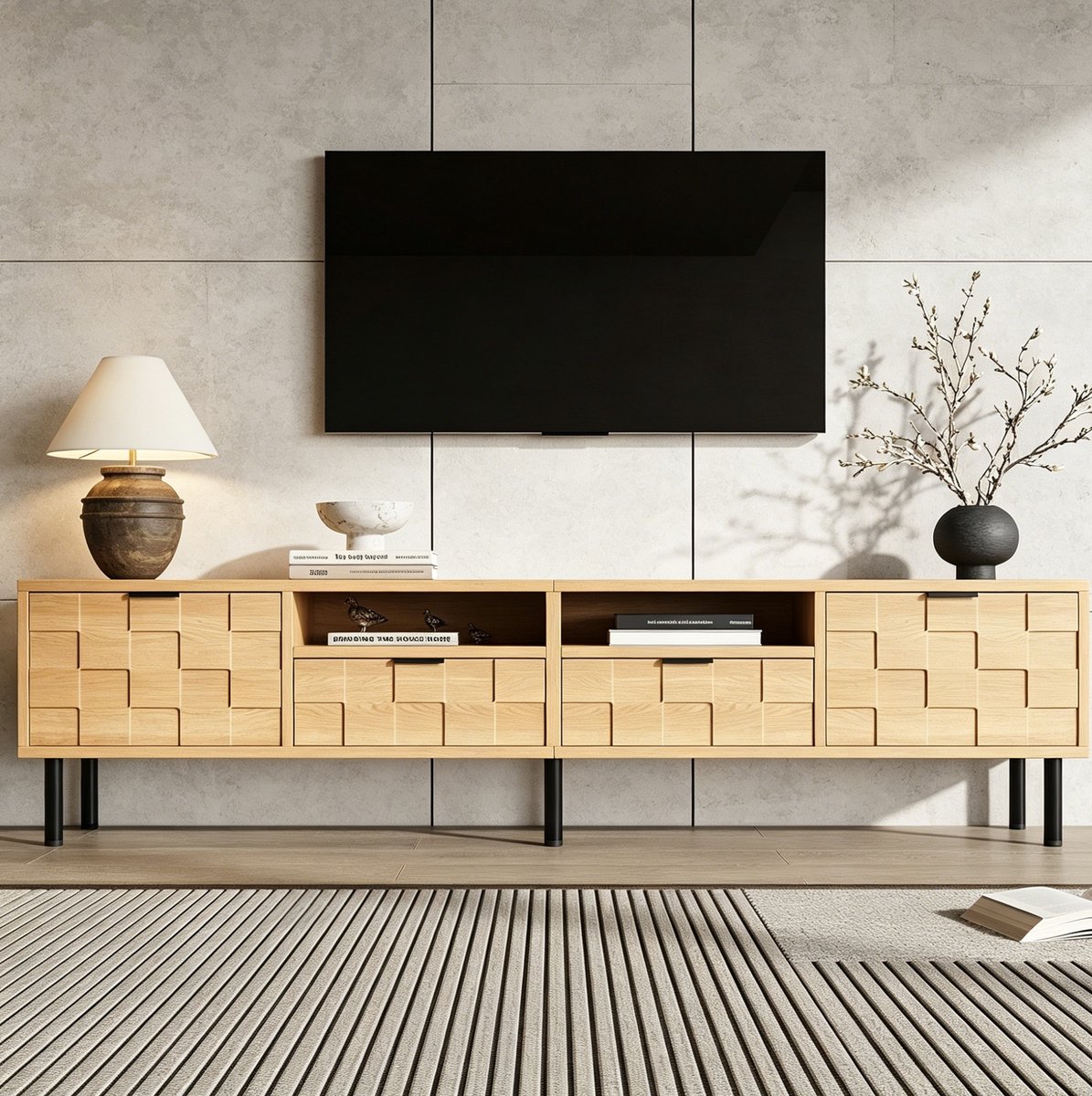 FloraGrace Dressoir - TV-Meubel Met 2 Lades En 2 Deuren - Voor Woonkamer En Slaapkamer - M