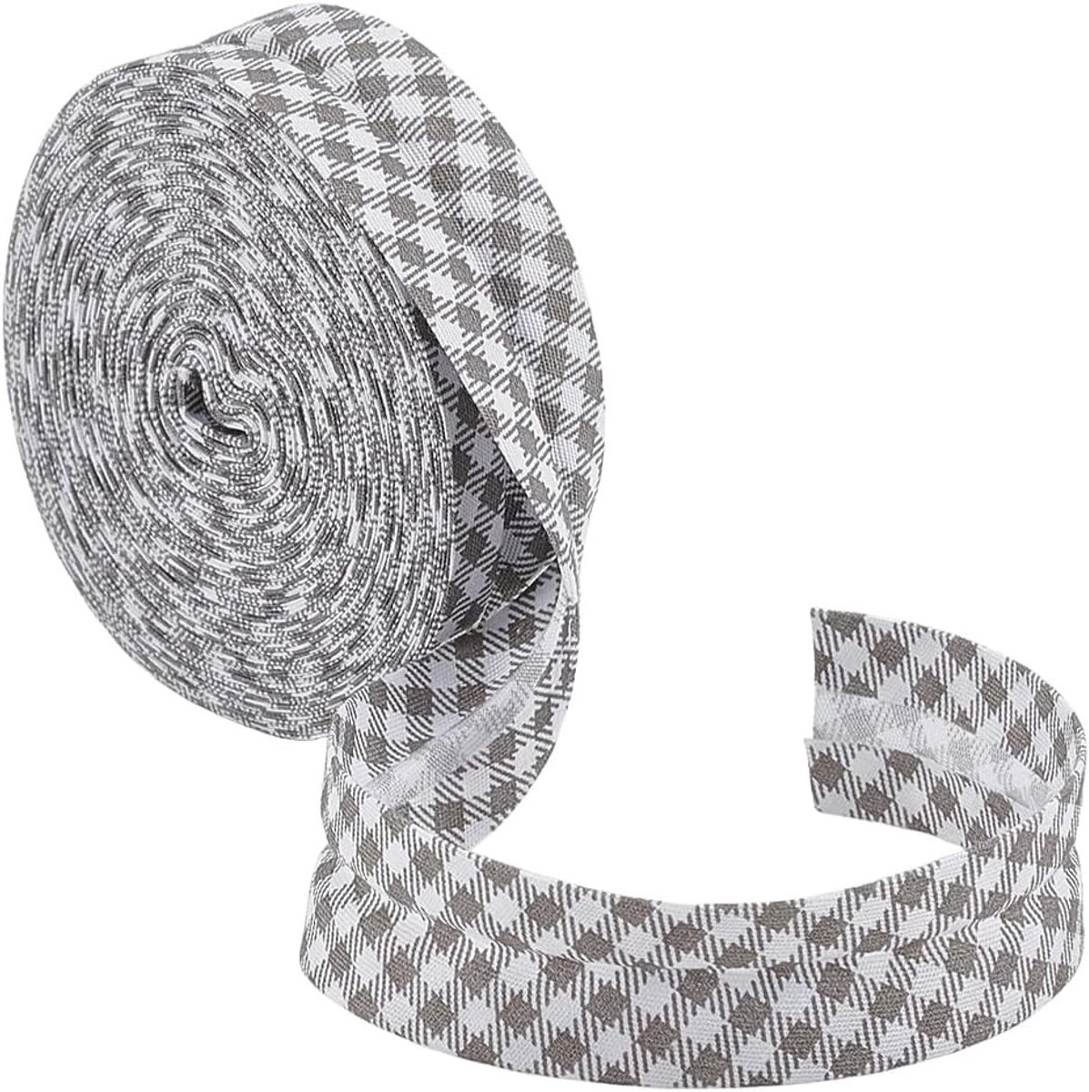 Gestreepte grijze biasband van katoen, 10 m dubbel gevouwen, 20 mm breed voor naaien, kleding en creatieve projecten