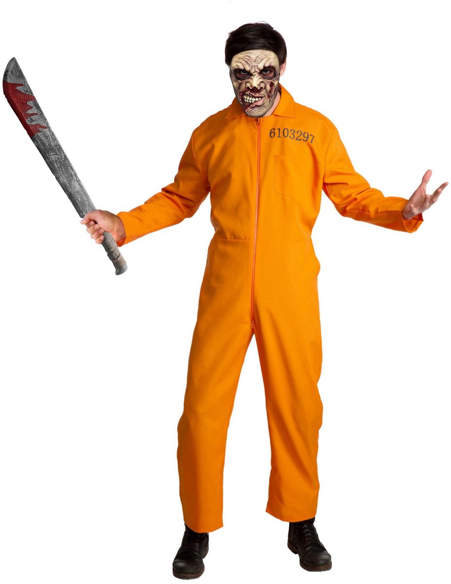 Killer Gevangene Horror Clown Kostuum - Carnaval Halloween Fasching
