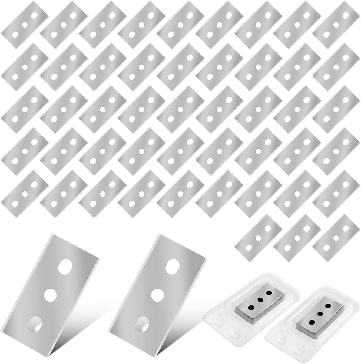 Vervangende keramische kookplaat schrapers - 50 stuks, roestvrijstalen dubbele messen, universele schrapers, 43 x 22 mm, ideaal voor het reinigen van keramische platen