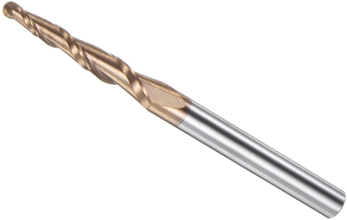 Conische ball mill met 1.5 mm radius, 6 mm aansluiting, 6.08 graden hoek, TiSiN coating, micro korrel carbide, geschikt voor roestvrij staal en gehard staal, 2 snijkanten