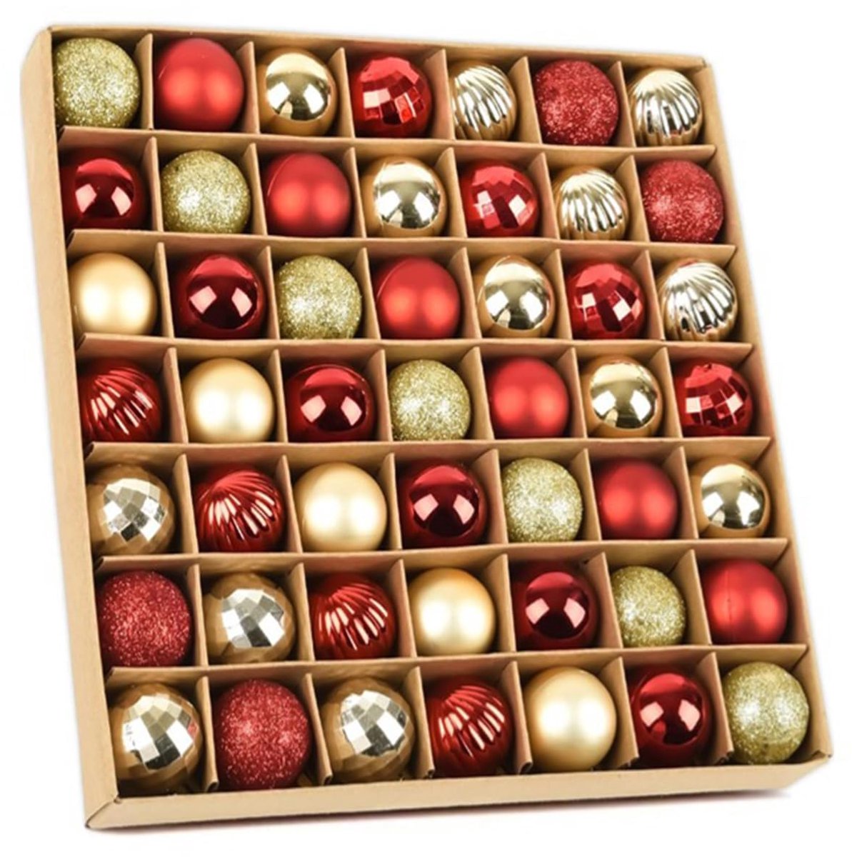 Kerstballen, kunststof, mini, klein, 24 stuks, rood goud kerstversiering voor het versieren van kerstbomen, schoorsteenmantels, kerstkransen, deuren (rood goud 3cm 49 stuks)