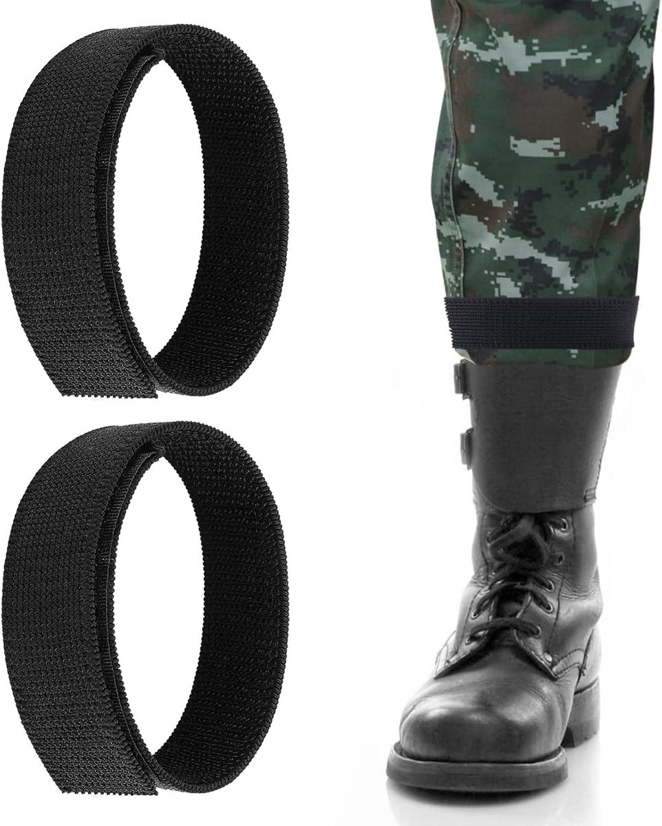 Zwarte Bootblouses met Elastische Enkellange Broekriemen voor Fitness, Wandelen, Vissen en Fietsen