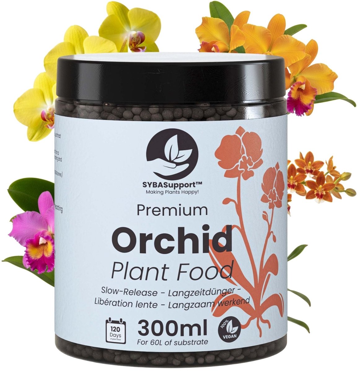 SYBASupport - Orchideeën Voeding 300ml - Langzaam Vrijkomende Korrels voor Hydro & Mineraal
