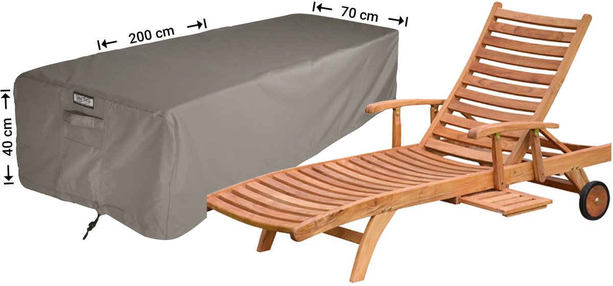 Raffles Covers Beschermhoes ligbed - 200 x 70 H: 40 cm - RSUN200 - Waterdicht - Ademend - UV-bestendig - Elastisch rijgkoord - Beschermhoes tuinmeubelen Taupe
