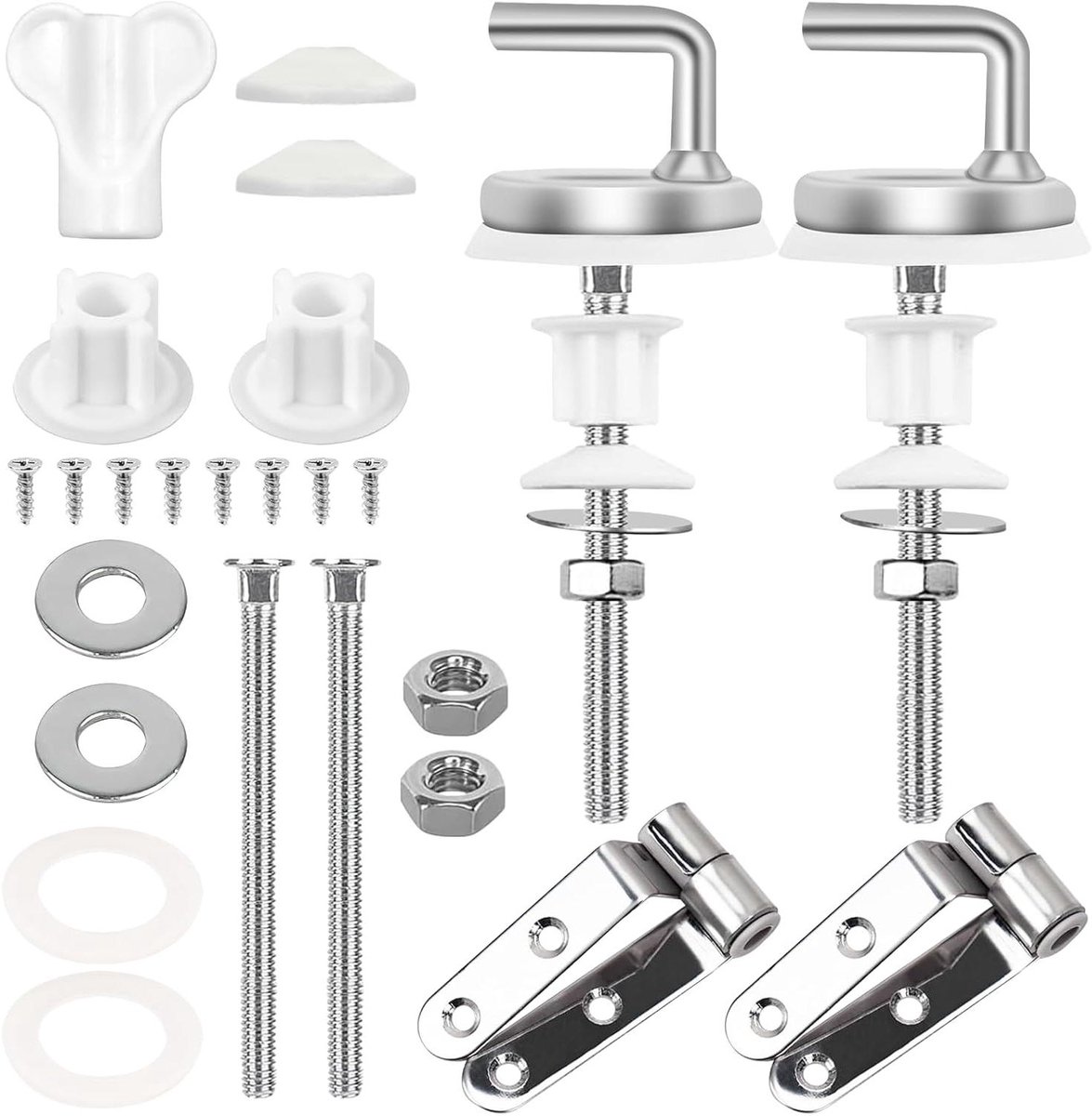 Toiletzitting Bevestiging - WC-Bril Scharnieren - Toilet Reparatie - Roestvrij Staal - 2 Stuks - Zilverkleurig