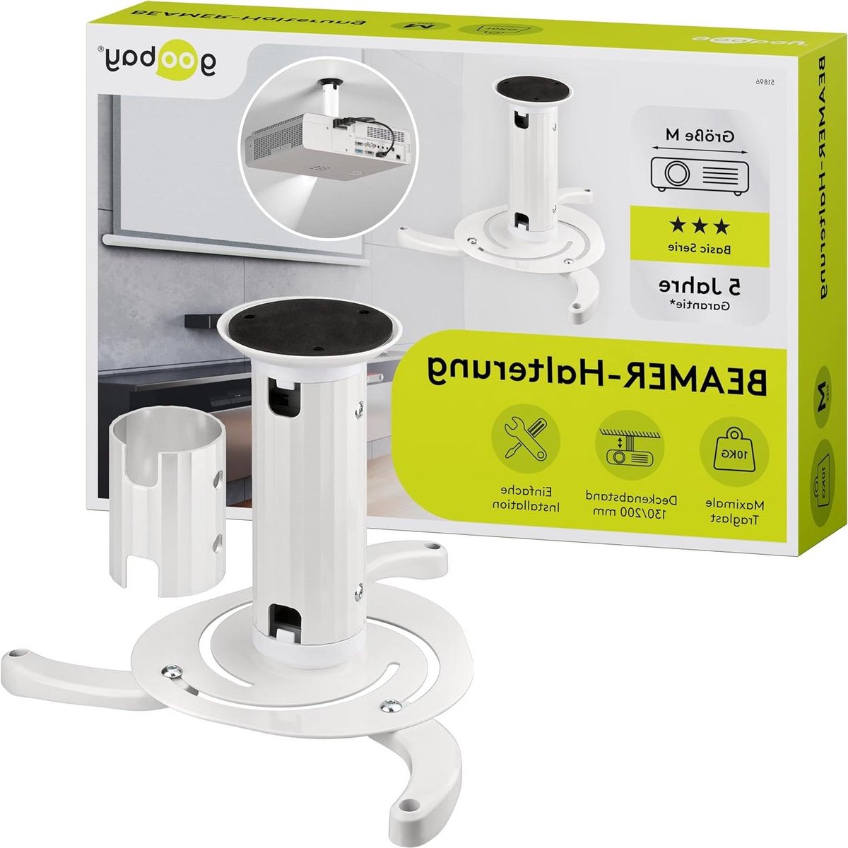 Beamer Plafondbeugel - Projector Ophanging - Thuisbioscoop Creëren - Volledig Beweegbaar - Tot 10 kg - Wit