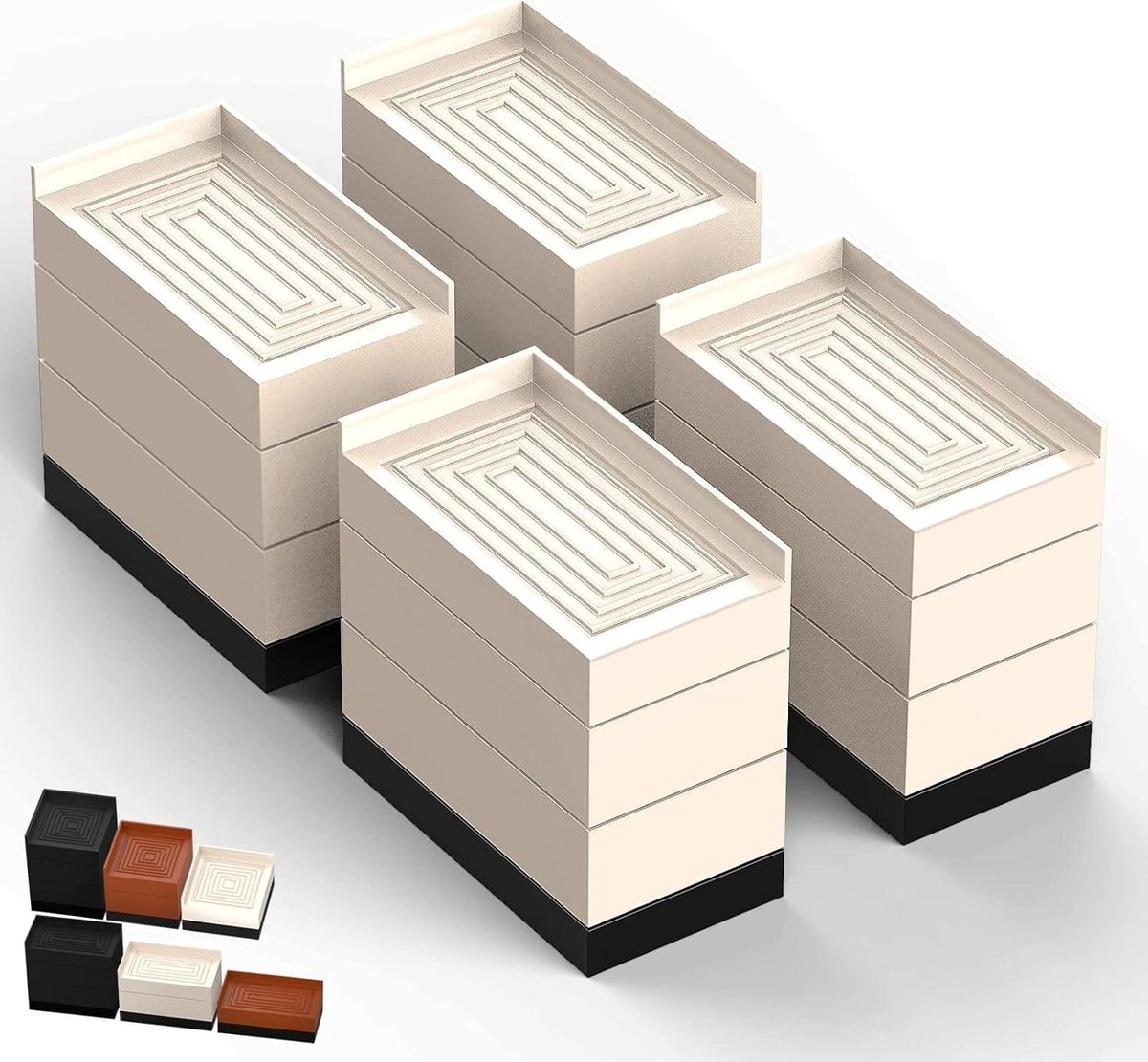 Meubelverhogers - Verhogingsblokken - Meubels Verhogen - Stapelbaar Ontwerp - Tot 10.2 cm - Zwart