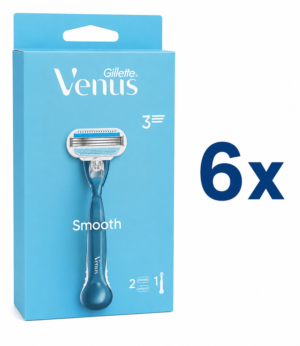 Gillette Venus Smooth Scheersysteem – 6 Stuks – Voordeelverpakking - 1 Houder + 2 Navulmesjes