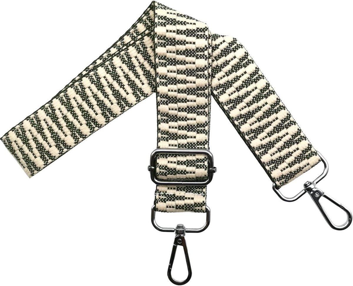 Schouderband Tas - Draagtas Riem - Tas Personaliseren - Verstelbaar 80-130cm - 3.8 cm Breed - Beige/Groen