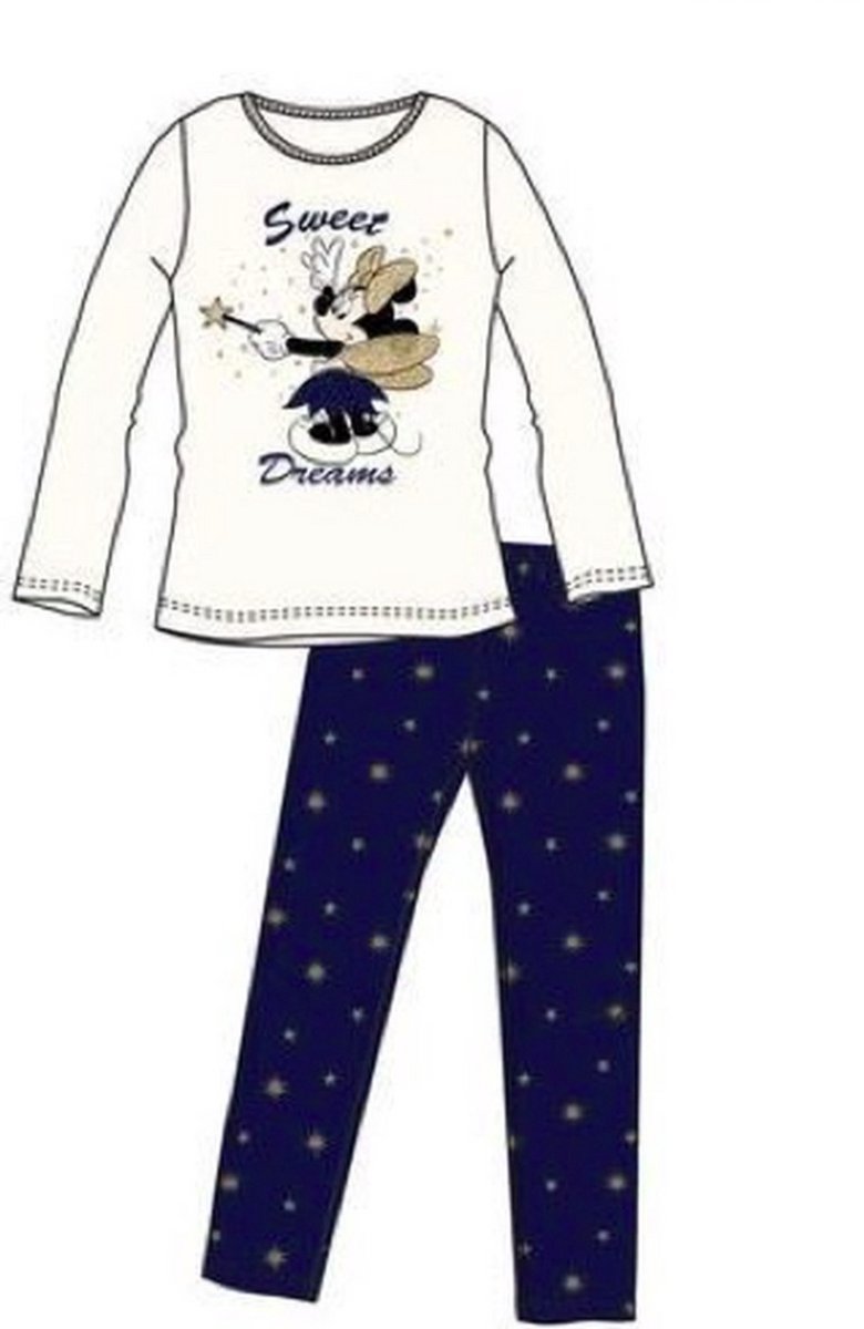 Minnie Mouse pyjama Maat 128 / 8 jaar ecru blauw