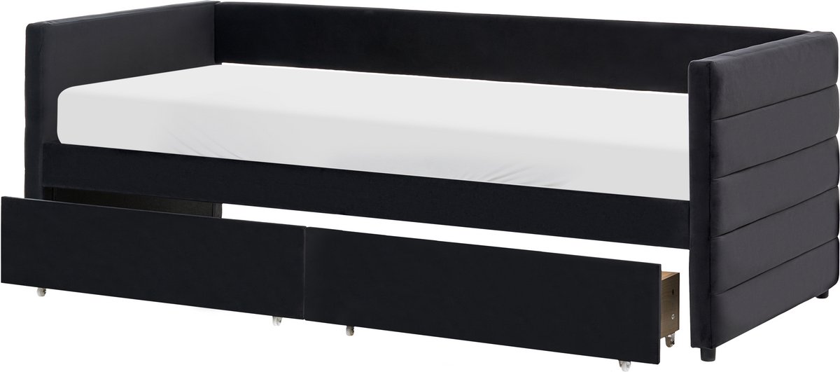 MARRAY - Bedbank met opbergruimte - Zwart - 90 x 200 cm - Fluweel