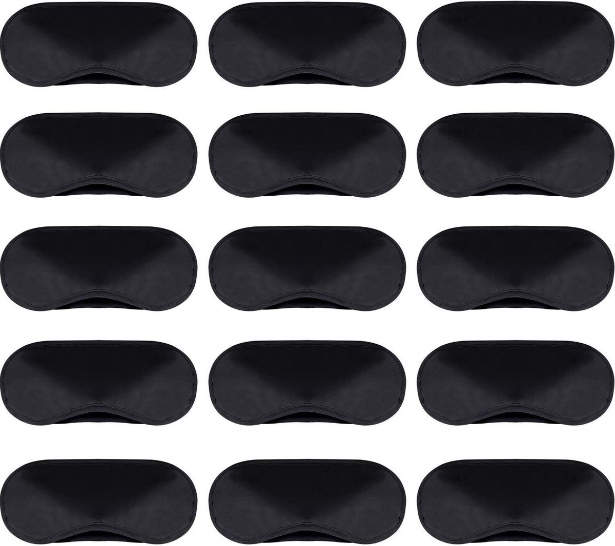 Thijox - 15 Stuks Oogmasker Zachte Oogschaduw met Neuspad en Verstelbare Riem, Ideaal voor Reizen en Slaap, Zwart, Wasbaar Polyester