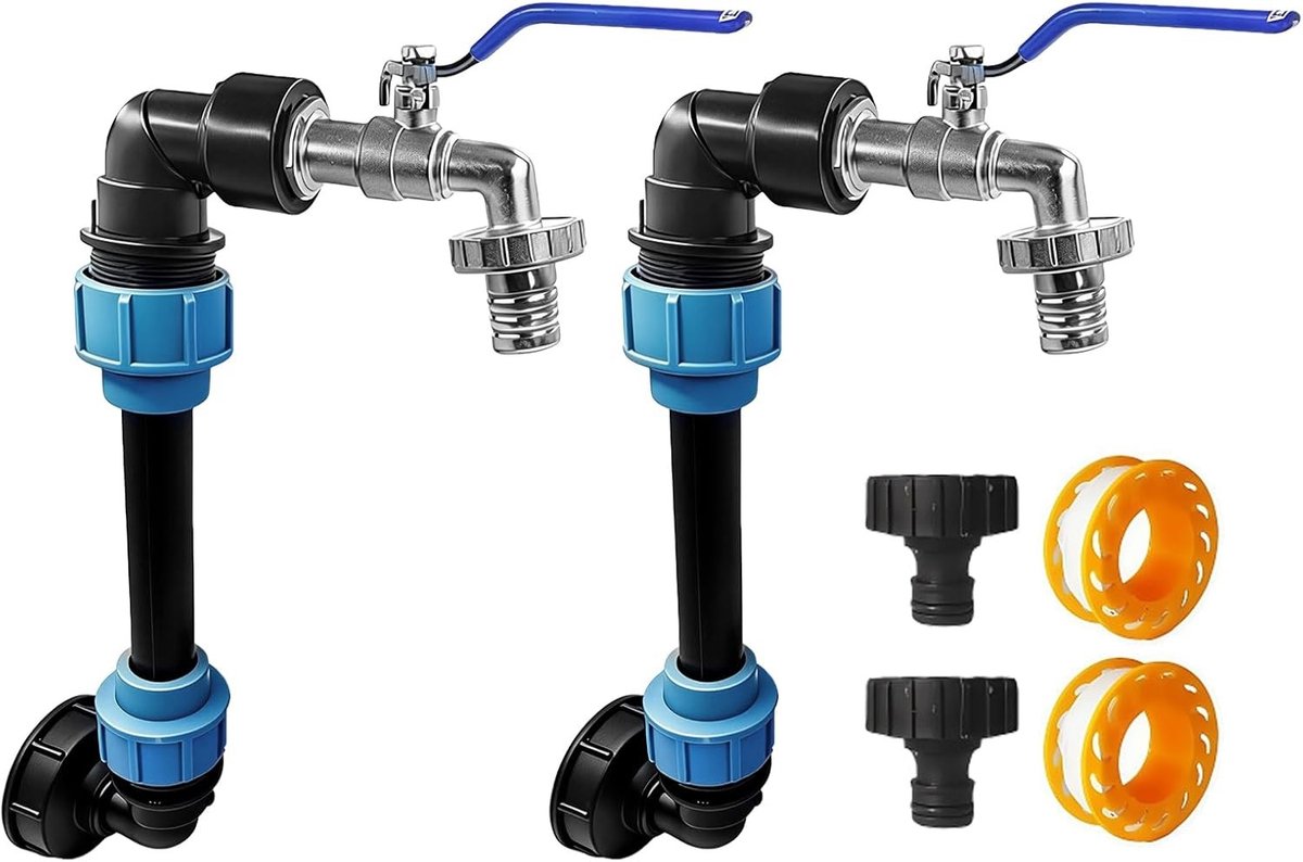 2 stuks zwanenhals 3/4 inch uitloopkraan voor IBC tankaccessoires, afsluitkraan voor gieter, regenwatertank en watervat