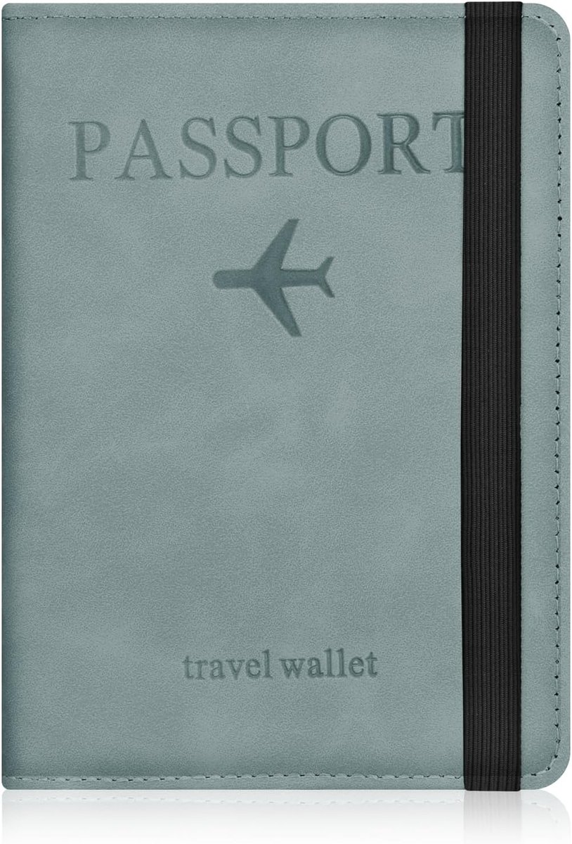 SnelShoppen - Passport Cover PU Leather RFID Blocking Passport Holder Waterdicht Sky Blue Voor Mannen en Vrouwen Reisdocumenten Bescherming