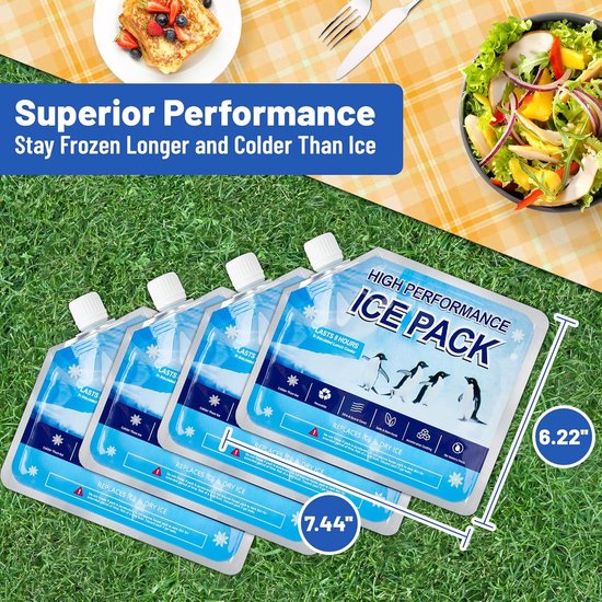 SnelShoppen - Herbruikbare IJs Packs voor Koelbox, 4 Stuks Lunchbox Vriezer Packs, Koeling IJs Packs voor Camping, Vissen, Medium van Snelshoppen — afbeelding 3