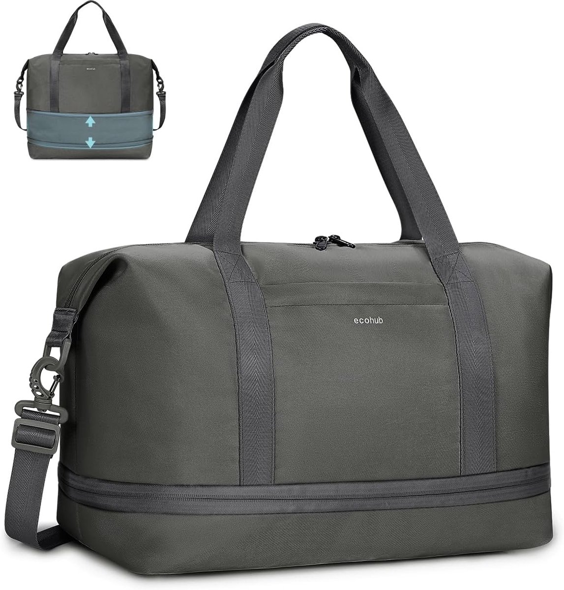 Thijox - ECOHUB Ryanair Handbagage Tas 40x30x20, Uitbreidbare Waterdichte Weekendtas, Gerecycleerd PET Sporttas voor Dames en Heren, Opvouwbare Cabine