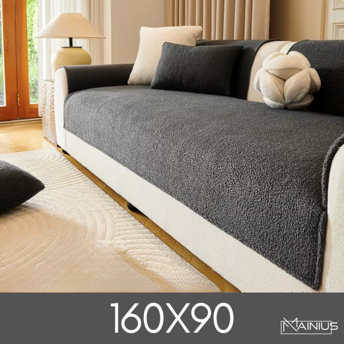 Teddy Bankhoes / Zetelovertrek – 2-Zits 160x90 - Donker Grijs – Pluche Sofa Protector – Zachte Teddy Plaid Beschermhoes voor Bank, Zetel & Salon - Bankhoezen, Bankbeschermer, Cover, Bankkleed, Zetelhoes - Tegen beschadigingen en vlekken