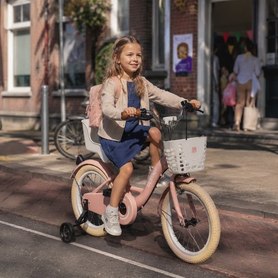 Deryan Zoey Kinderfiets 16 Inch - Verstelbare Fiets met Mandje - Roze van Deryan — afbeelding 5