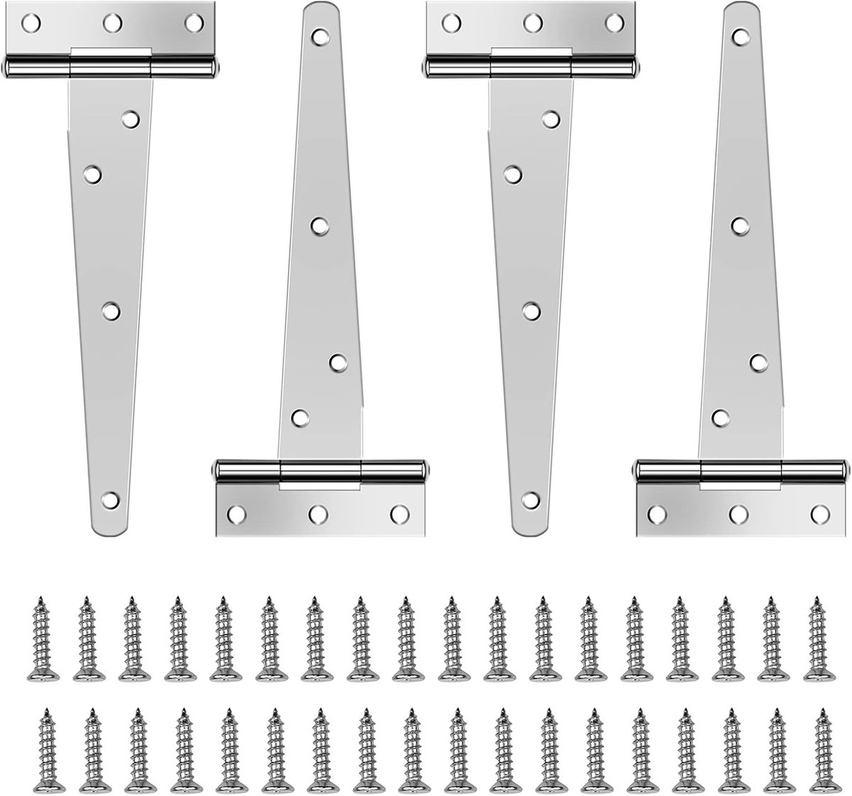 Set van 4 T-hengsels 150mm voor zware belasting, ideaal voor opvouwbare tuinpoorten, schuu