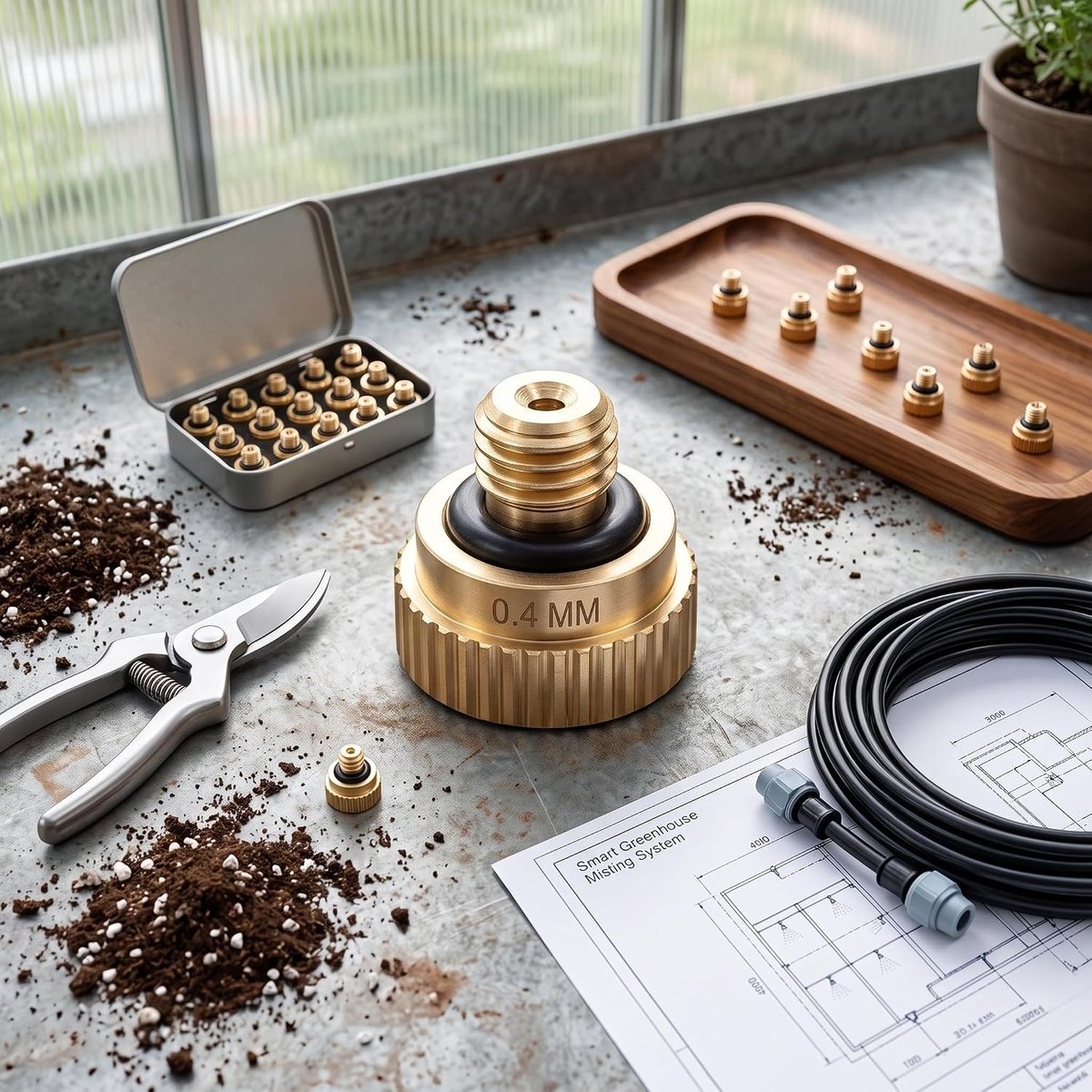 20 Stuks Messing Atomisatie Nozzles voor Tuin, Draad Spraykop, Mist Sprayers en Vernevelaars voor Dakkoelsystemen (0.4mm)
