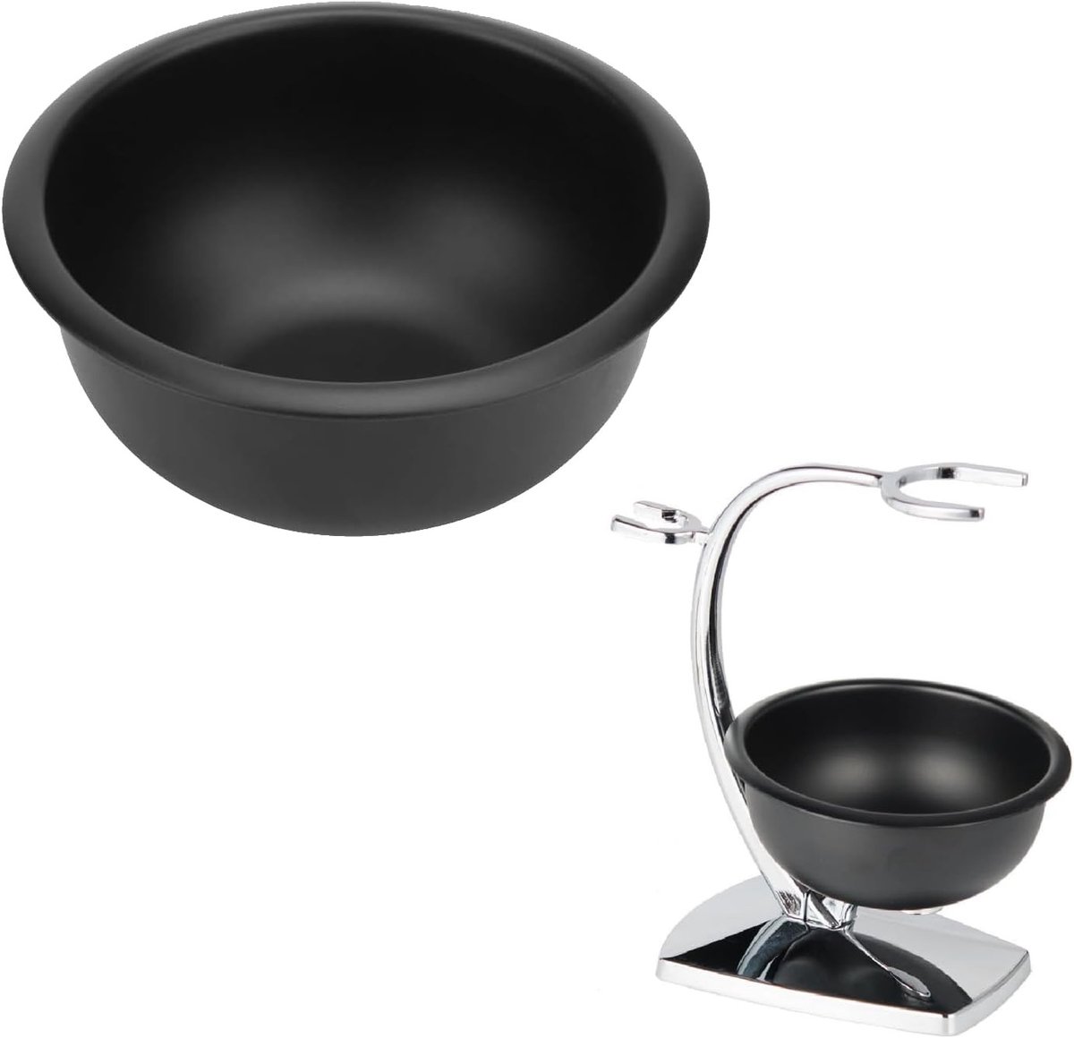 Dikke scheerzeepkom voor mannen van ijzerlegering, draagbare scheerkom voor schuimvorming en scheeraccessoires (Zwart)