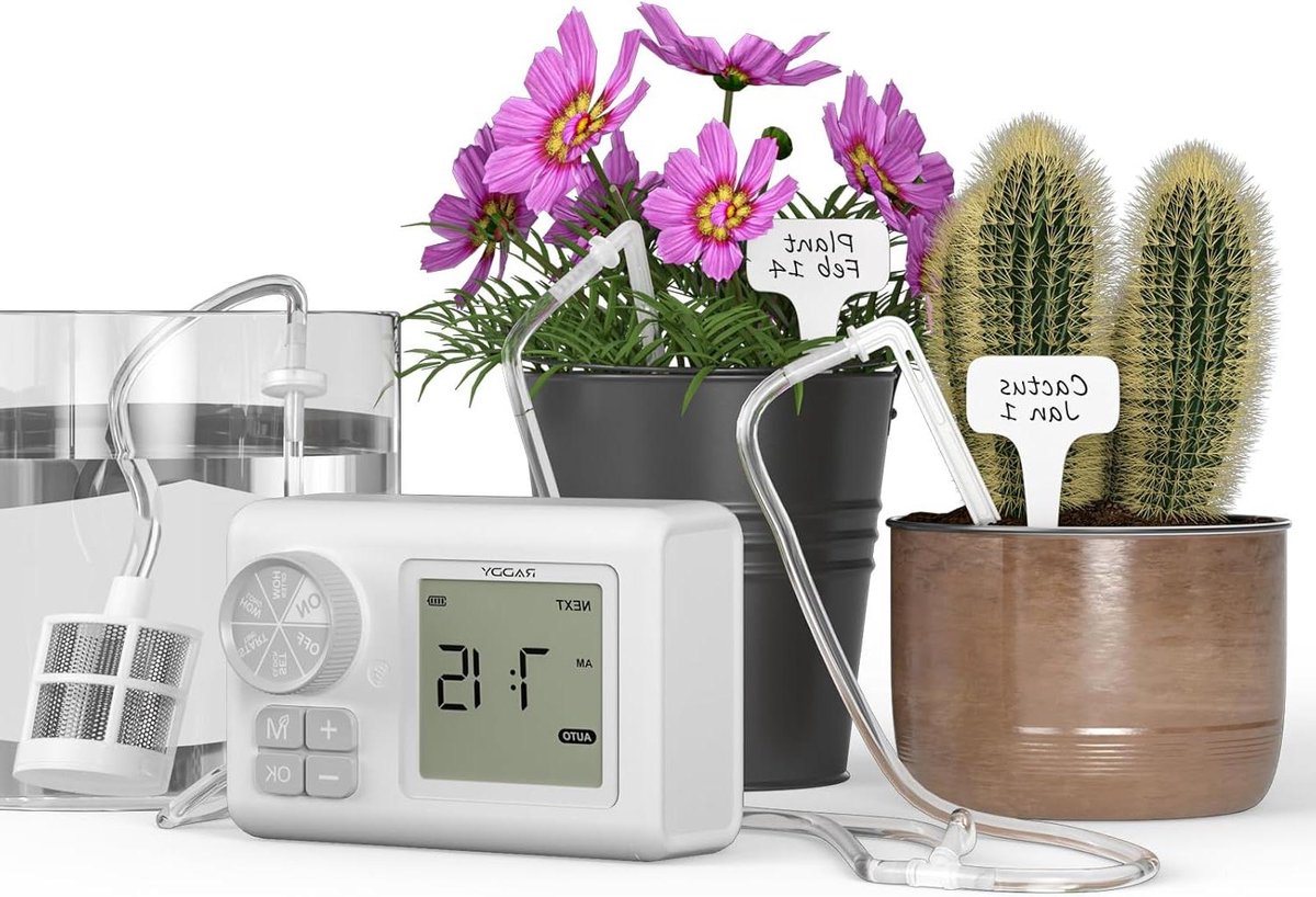 Automatische druppelirrigatie - Bewateringssysteem planten - Planten verzorgen - Programmeerbare watertimer - Tot 15 potplanten - Zwart