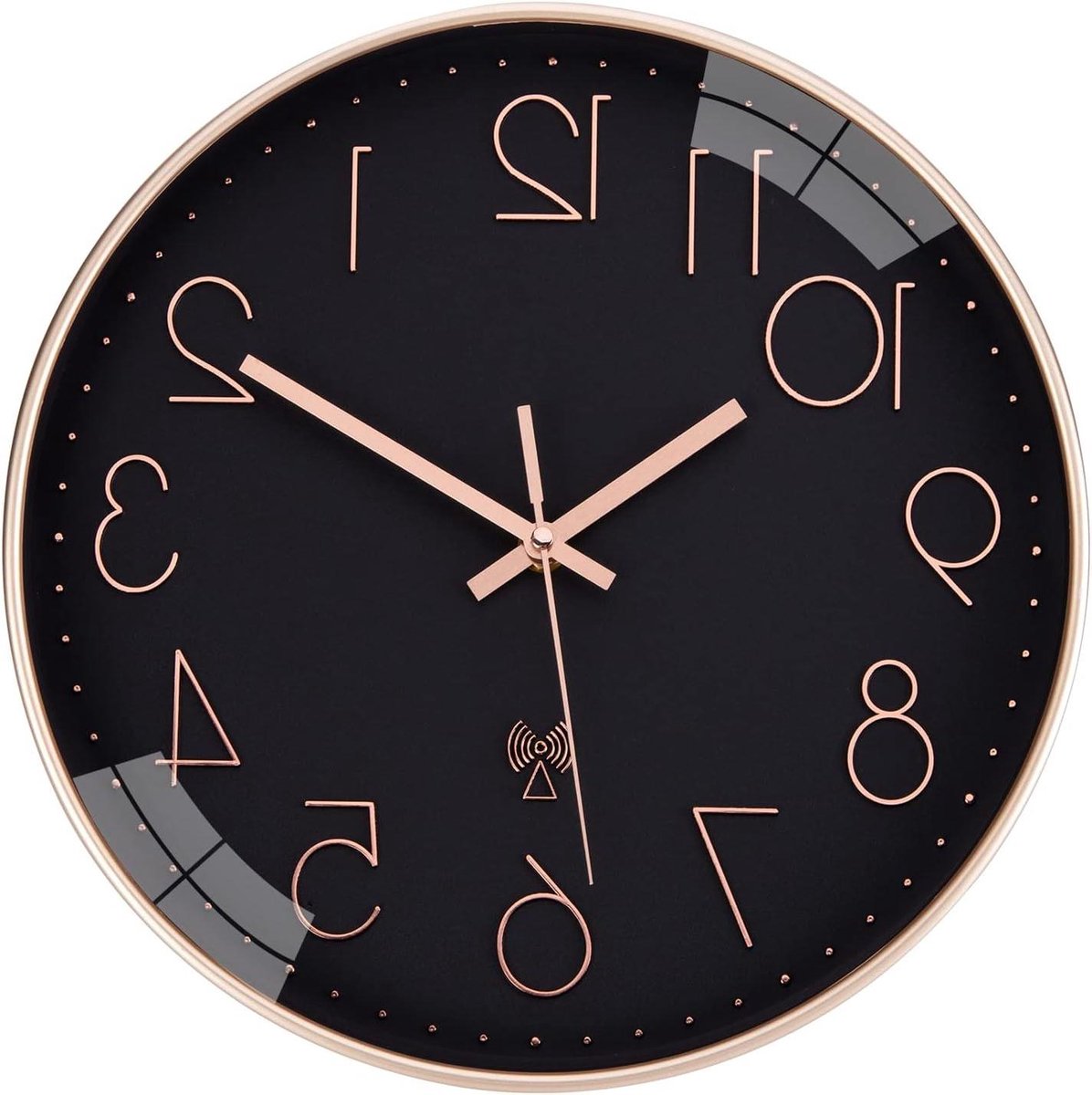 Radiogestuurde Wandklok - Stille Klok - Tijd Weergeven - Automatische Tijdsinstelling - 30 cm Diameter - Zwart
