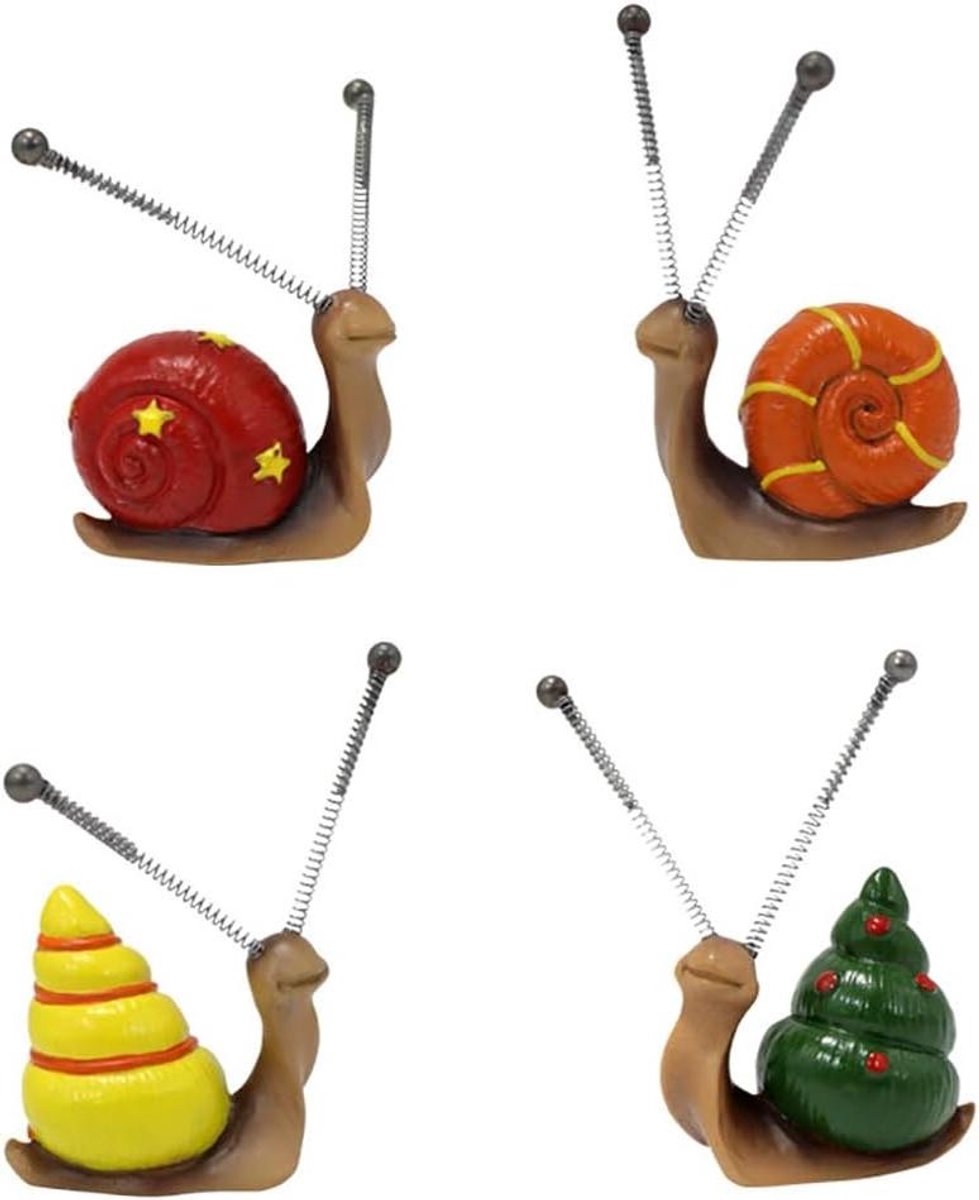 Tuinslakken ornamenten - Miniatuur slakken - Tuin decoratie - Realistisch ontwerp - 4 stuks - Multicolor