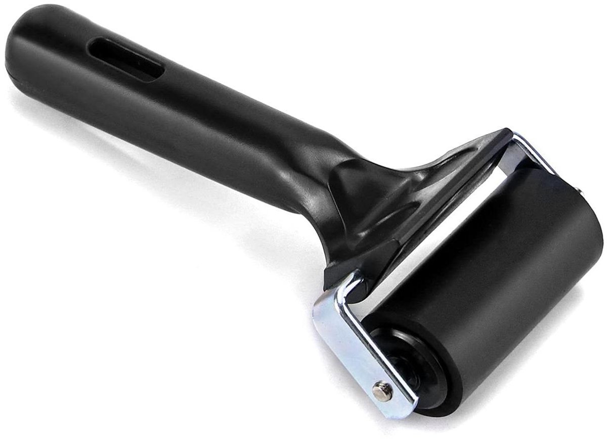 Rubberen rol - Aandrukroller lijm - Tape aanbrengen - Verwijdert luchtbellen - 6 cm rol - Zwart