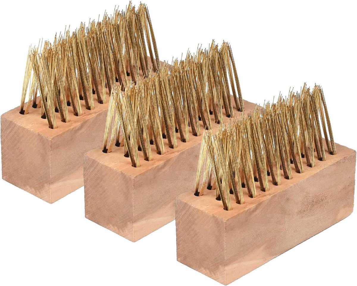 Onkruid Draad Borstel - Staaldraad Bezem - Terras Reinigen - Heavy Duty Staaldraad - 3 Stuks - Geel