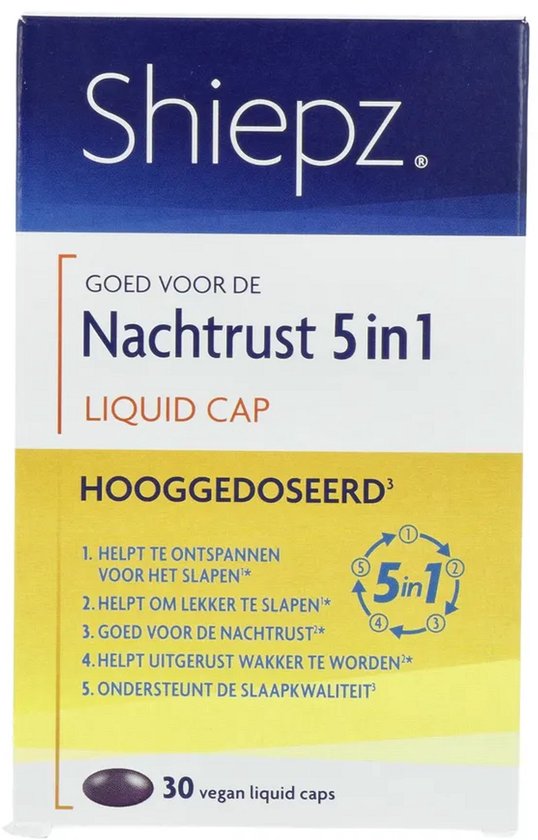 Doos Shiepz Nachtrust 5 in 1 Hooggedoseerd liquid cap met vegan liquid caps.