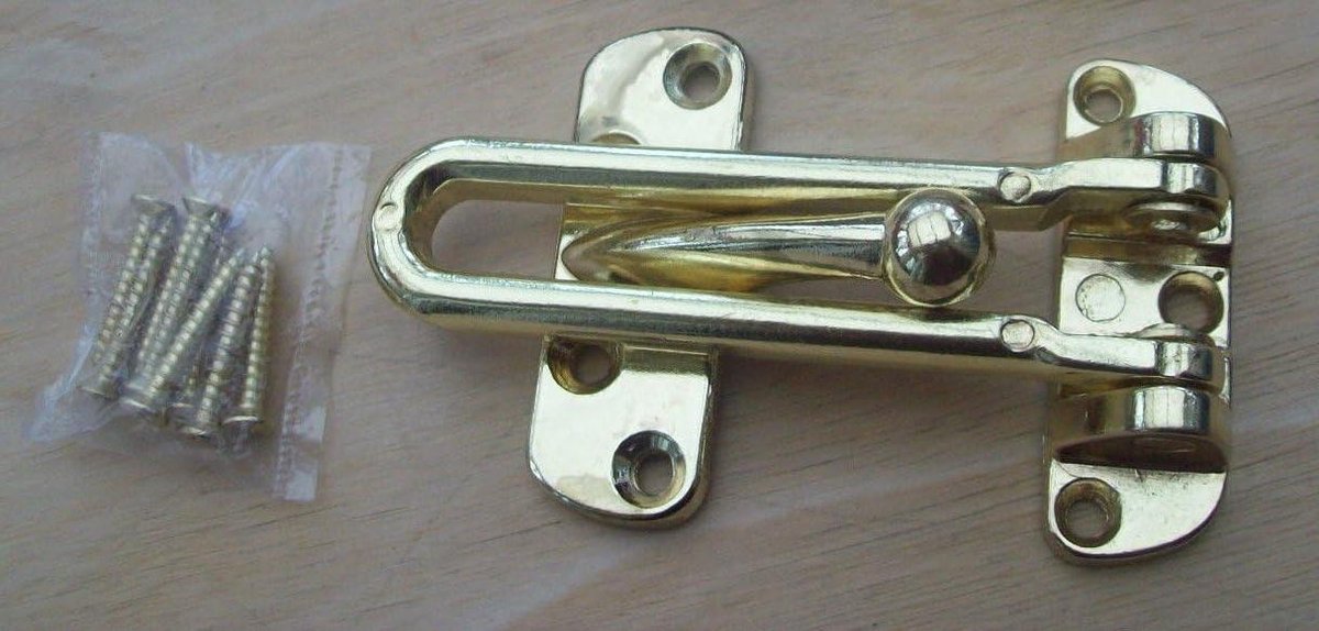 Deurbeschermer - Deurvang - Extra Beveiliging - Robuust Metaal - 8 cm Open - Messing Verguld