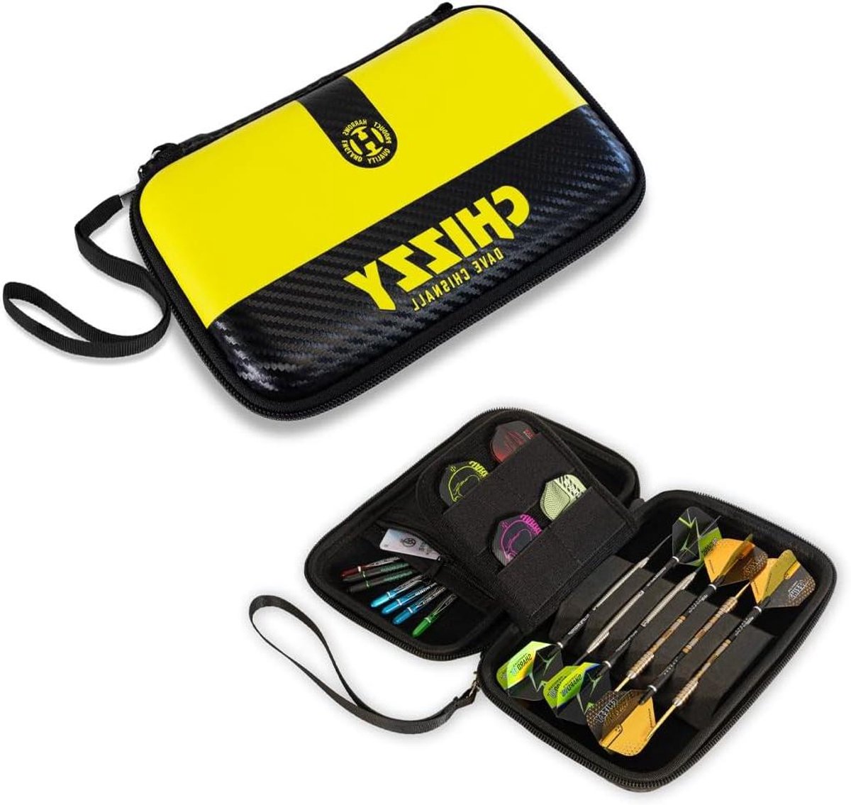 Dartkoffer - Dartshouder - Darts Beschermen - Anti-Shock EVA Hoes - Voor 6 Darts - Zwart Geel