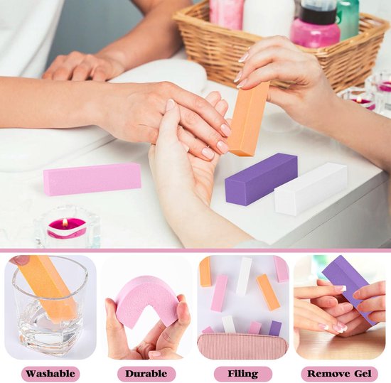 Buffer voor nagels, 9,5 x 2,5 x 2,5 cm, 120 korrel nagelbuffer, 4 kleuren buffer voor gelnagels, professionele nagelbuffer manicure-gereedschap voor gelnagels, acrylnagels of natuurlijke gel — afbeelding 3