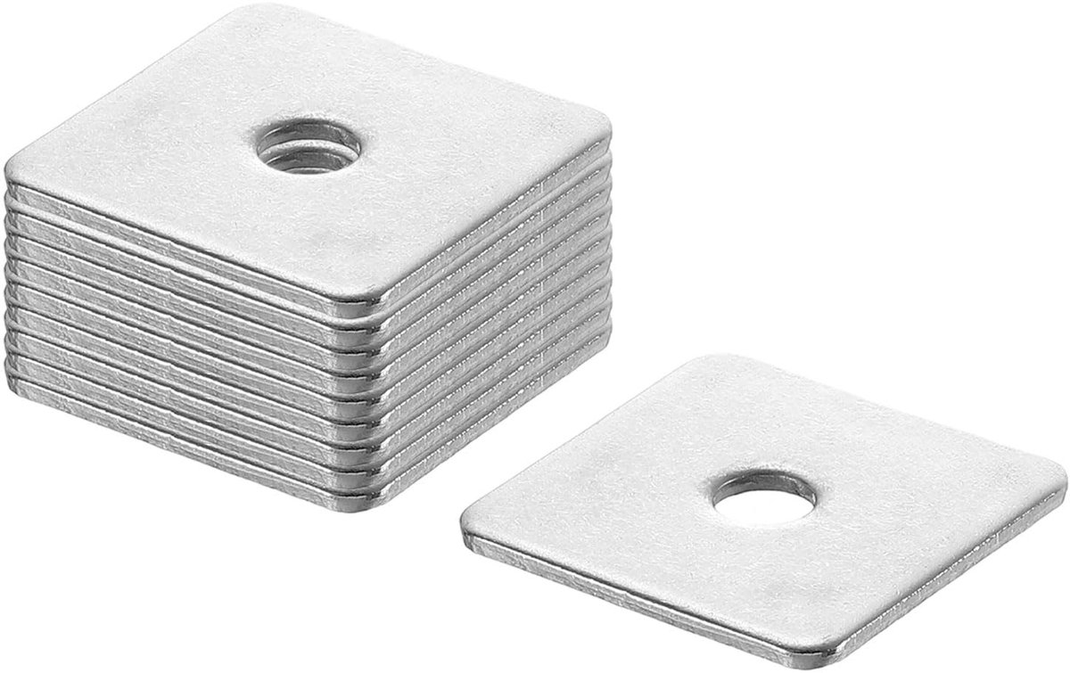 20 stuks vierkante sluitring M6 x 30 x 30 x 2 mm, 201 roestvrij stalen lagerplaat, platte afdichting, vierkante sluitringen met rond gat voor machinereparatie, buitenbouw