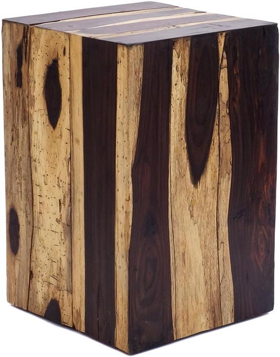 Bijzettafel Hout - Houten Kruk - Decoratief Gebruik - Handgemaakt Unicum - 45 cm Hoog - Natuurlijk