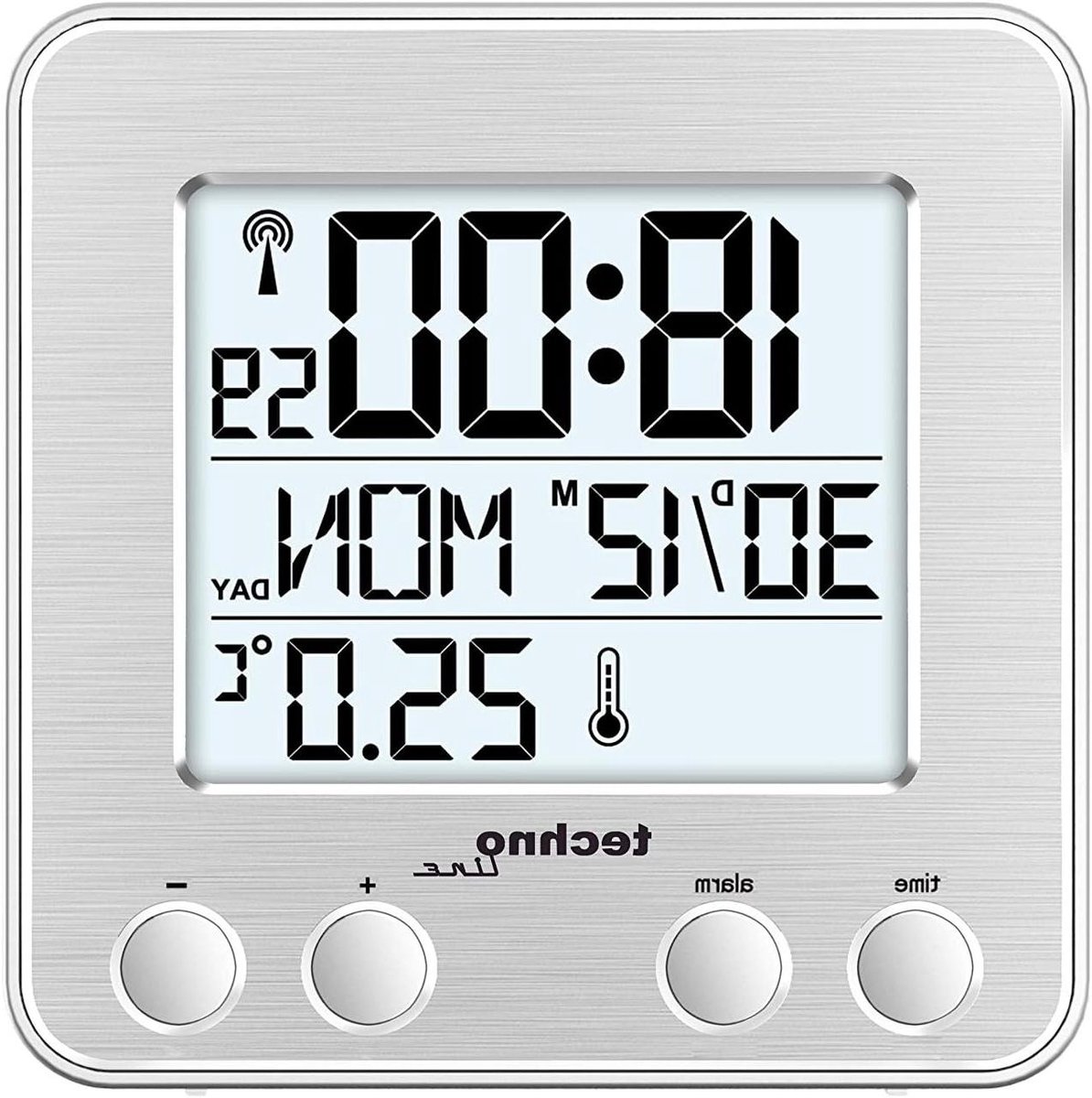 Radio Wekker - Digitale Klok - Wakker Worden - Radio Gestuurd - 7.9 x 7.9 cm - Zwart