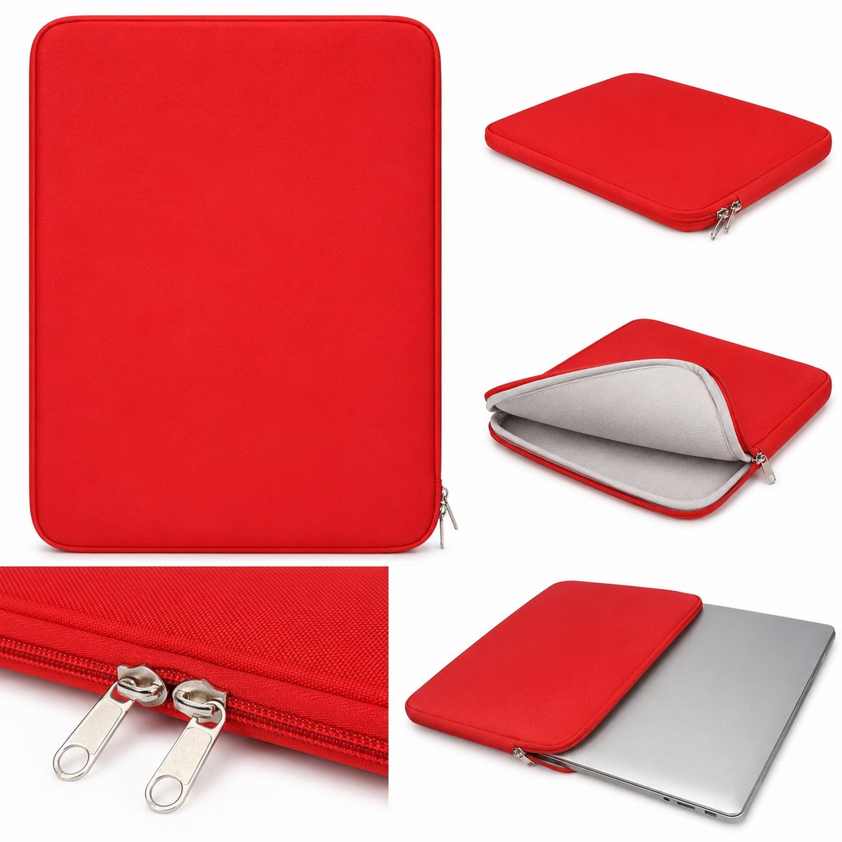 Laptophoes 15.6 inch - Laptoptas - Laptop Sleeve/Case/Hoes - Tas - 15.6 inch geschikt voor Medion Akoya / MEDION ERAZER / MEDION S15450 / MEDION E15303 / MEDION E6247 - 15.6 inch - LB942 Rood